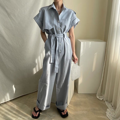 Jumpsuit de Trabajo Elegante con Cintura Ajustable y Múltiples Bolsillos - Image 19