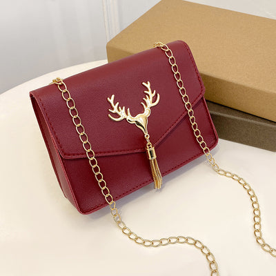 Bolso Crossbody Cuadrado Pequeño con Cadena y Detalle de Borla - Diseño Bicolor Elegante - Image 6