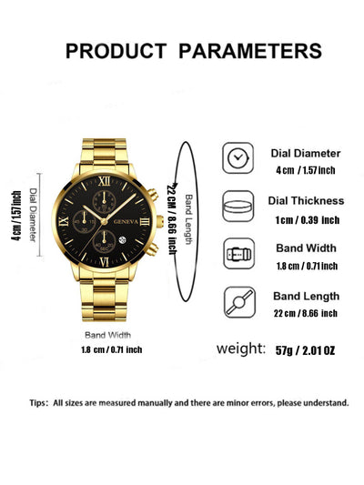 Reloj Ejecutivo de Acero Inoxidable con Calendario y Pulseras Combinadas - Image 12