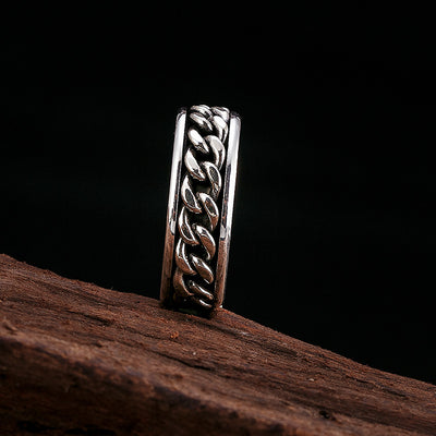 Anillo Giratorio de Plata Esterlina Trenzado con Personalidad Vintage para Mujer - Image 5