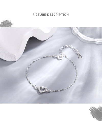Pulsera Tobillera de Plata Esterlina 925 con Diamante Love - Image 7