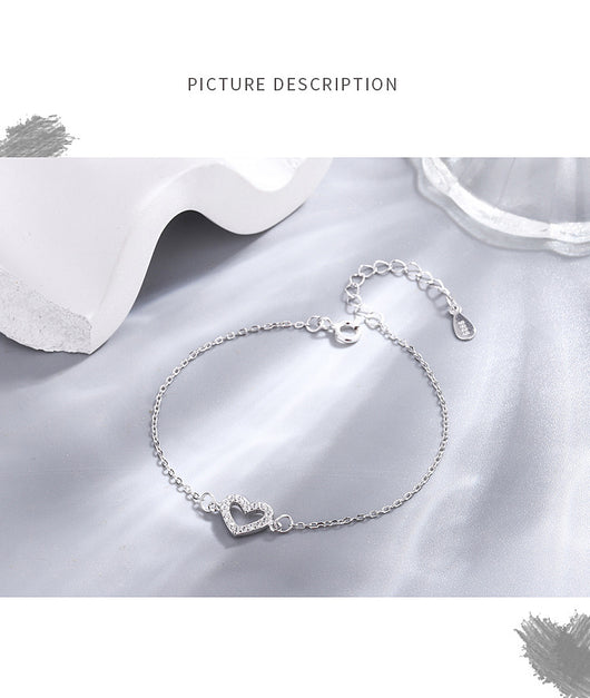 Pulsera Tobillera de Plata Esterlina 925 con Diamante Love - Image 7