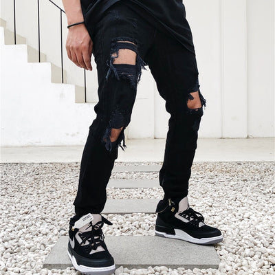 Pantalones Vaqueros Negros Rotos Estilo Urban para Hombre - Image 3