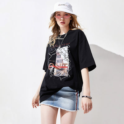 Camiseta Estampada Manga Corta Suelta Algodón Casual Estilo Europeo - Image 4