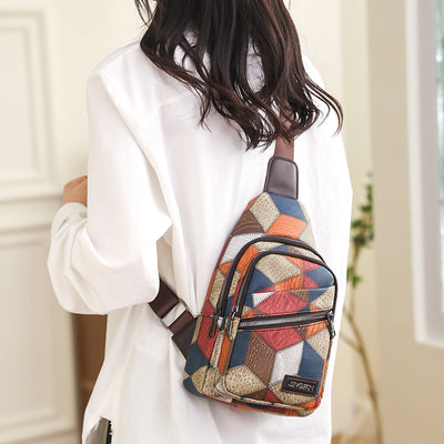 Bolso Cruzado de Gran Capacidad con Textura de Cuero PU Suave y Bloques de Color - Image 3