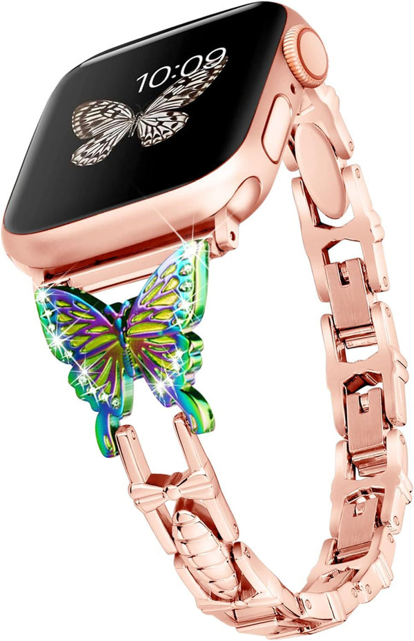 Correa de Reloj con Mariposa de Diamantes - Talla Pequeña