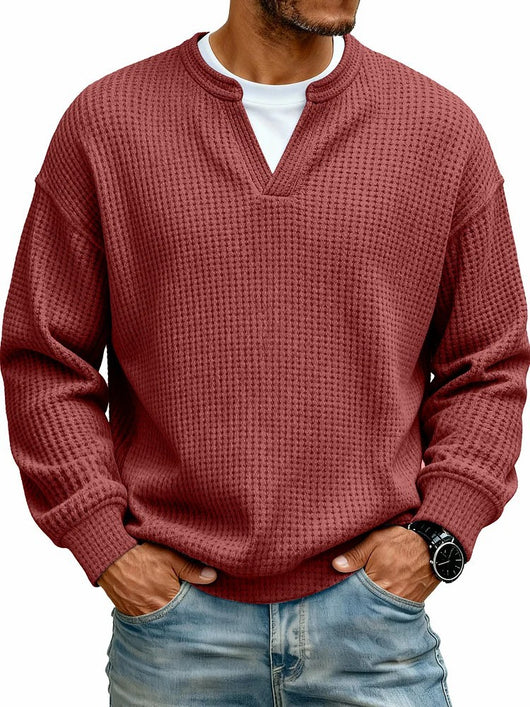 Sudadera Texturizada Cuello V para Hombre - Manga Larga Casual Versátil - Image 20