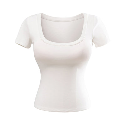 Playera Ajustada Cuello U Manga Corta para Mujer - Image 11