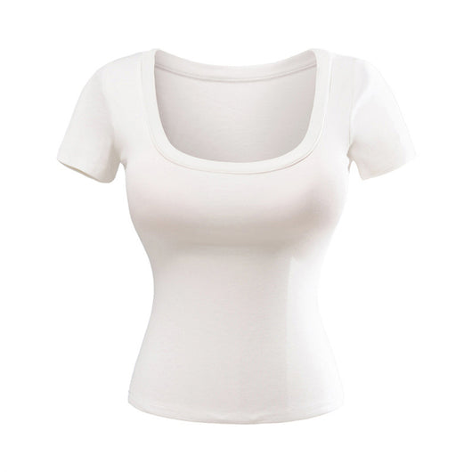 Playera Ajustada Cuello U Manga Corta para Mujer - Image 11