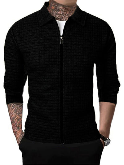 Cardigan Tipo Waffle con Solapa para Hombre - Casual y Versátil - Image 24