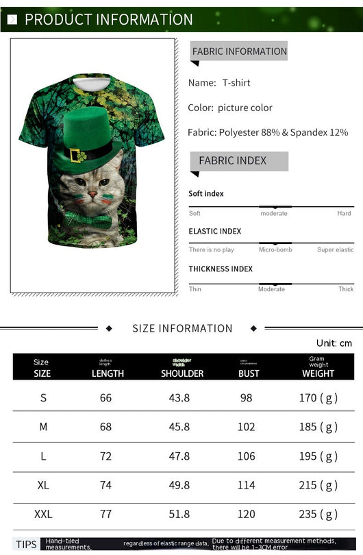 Playera Estampada St. Patrick's Day Verde Neon Pareja - Impresión 3D Fiesta Callejera - Image 6