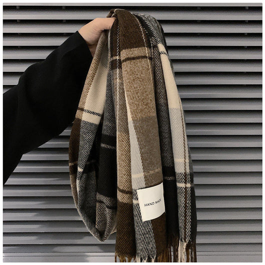 Bufanda Cuadriculada de Faux Cashmere para Hombre - Versátil y Elegante - Image 11