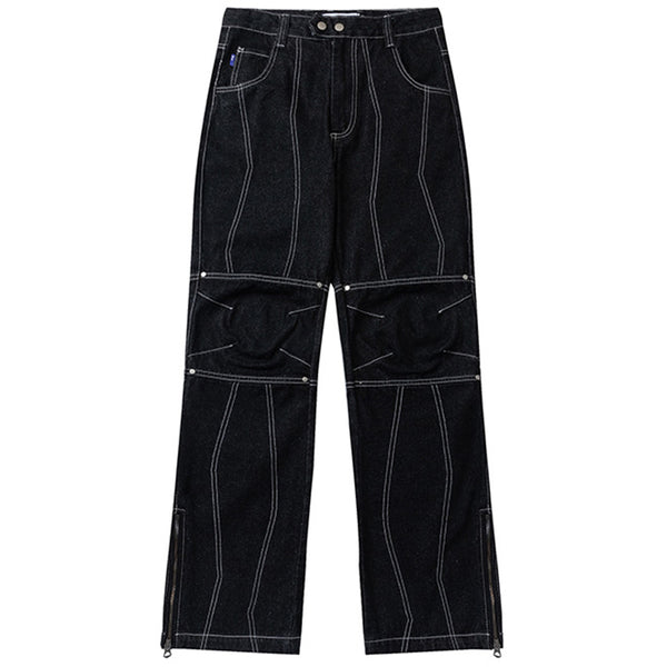 Pantalones Vaqueros Retro Holgados con Cierre Decorativo para Hombre y Mujer