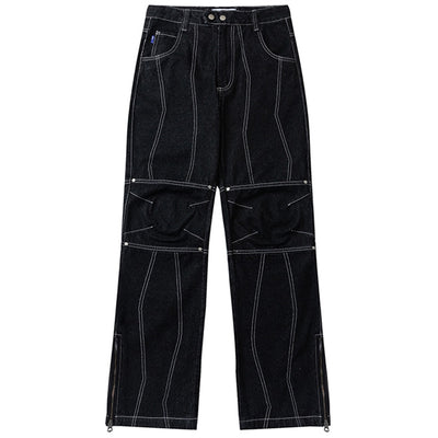 Pantalones Vaqueros Retro Holgados con Cierre Decorativo para Hombre y Mujer