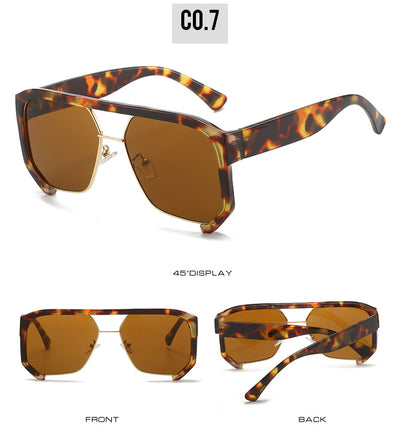 Black frame large rim hip hop sunglasses with gradient purple lenses and a gold-tone double bridge. - Image 27