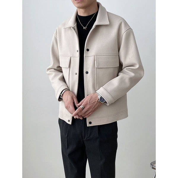 Abrigo de Lana Suelta con Solapa - Chaqueta Casual para Hombre