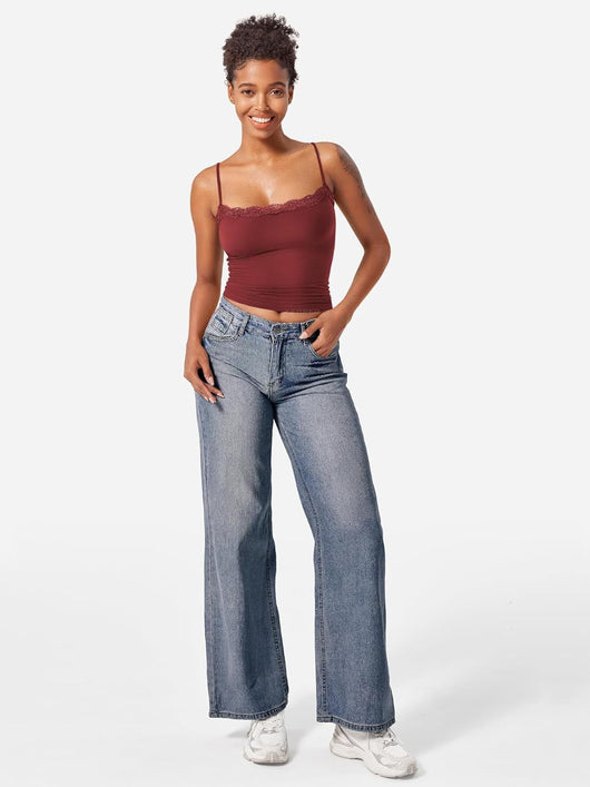 Camiseta Sexy de Encaje con Cuello Cuadrado sin Mangas - Image 16