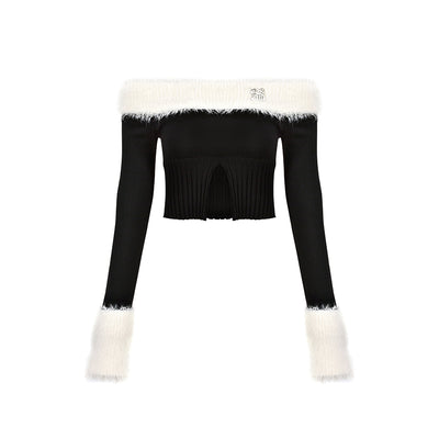 Blusa Hombro Descubierto en Felpa con Manga Larga - Image 5