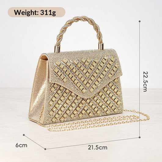 Bolso de Banquete Retro Europeo con Incrustaciones de Diamantes - Elegancia de Lujo - Image 3