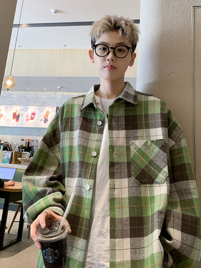 Camisa a Cuadros Manga Larga para Hombre - Primavera y Otoño - Image 6