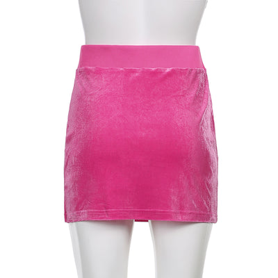 Falda Corta Terciopelo Rojo Corazón Diamante Ajustable - Image 3