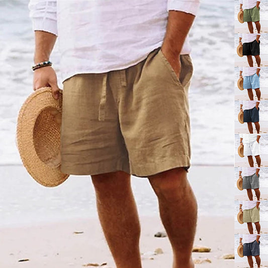 Shorts de Playa Casuales con Cordón y Bolsillos para Hombre