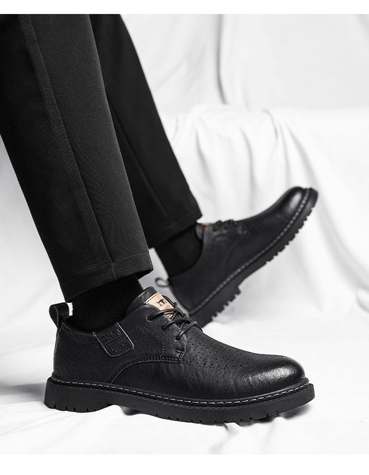 Zapatos Casuales de Cuero Estilo Británico con Suela Blanda para Hombre - Image 8