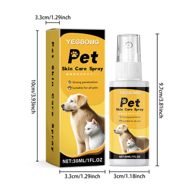 YEGBONG Pet Skin Care Spray, 30ml bottle and box, featuring a golden retriever and white cat. - Image 6