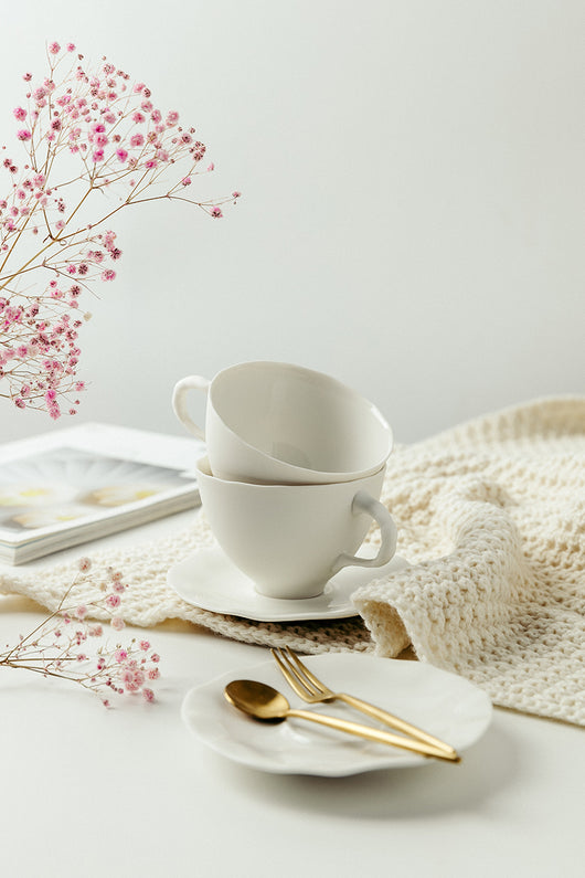 Taza de Café Cappuccino Blanca Minimalista con Diseño Floral - Image 11