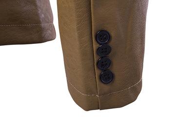 Blazer Ejecutivo de Cuero PU con Botón Simple - Image 6