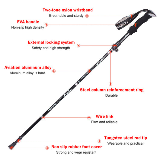 Bastones de Trekking Ultraligeros Ajustables 5 Secciones - Postes Anti Impacto - Image 10