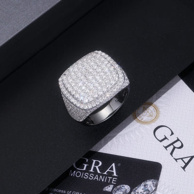 Anillo de Diamante Cuadrado Royal con Moissanita Premium, Plata S925 y Baño de Platino para Hombre - Image 5