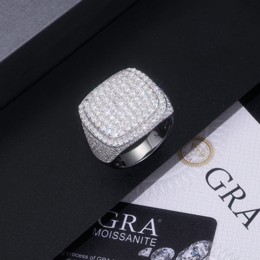 Anillo de Diamante Cuadrado Royal con Moissanita Premium, Plata S925 y Baño de Platino para Hombre - Image 5