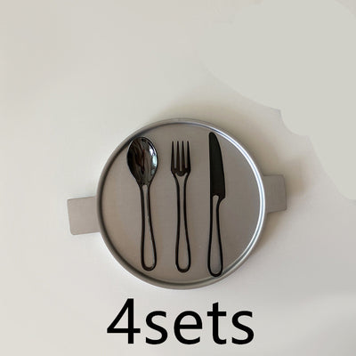 Cubiertos de Postre Estilo Minimalista Occidental en Acero Inoxidable con Diseño Geométrico Hueco - Image 13