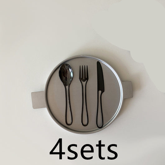 Cubiertos de Postre Estilo Minimalista Occidental en Acero Inoxidable con Diseño Geométrico Hueco - Image 13