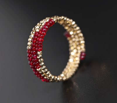 Anillo de Rubí Sangre de Paloma en Oro 18K con Doble Capa y Cierre Elástico - Image 9