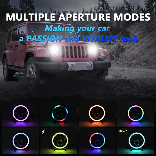 Faro LED 7 pulgadas con Ojos de Ángel Multicolor para Vehículos 4x4 y Modificaciones - Image 2