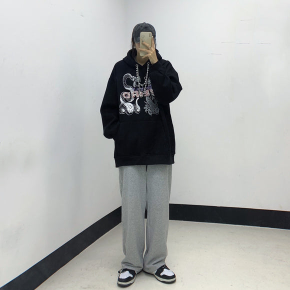 Sudadera Hip Hop Dragon con Collar Integrado