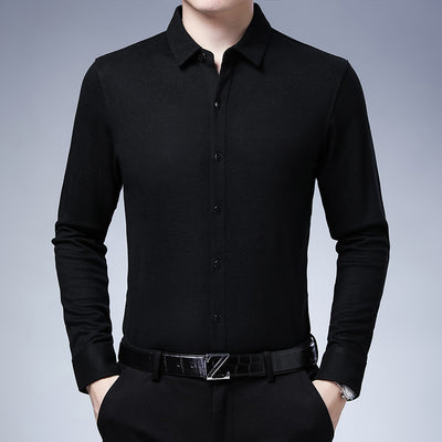 Camisa Casual de Negocios a Cuadros Manga Larga para Hombre Maduro - Image 11