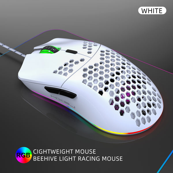 Ratón Gaming Ligero con Diseño Hexagonal Perforado