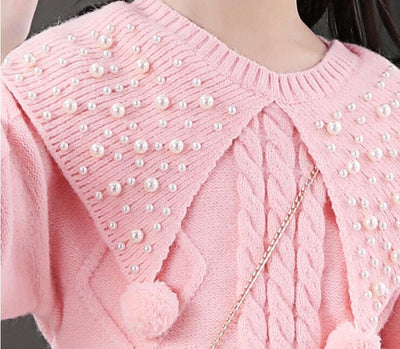 Vestido Dos Piezas de Perlas para Niña - Suéter y Falda Pastel - Image 12