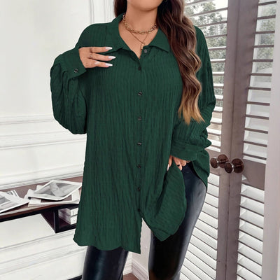 Blusa Casual con Cuello Polo para Tallas Grandes - Image 3