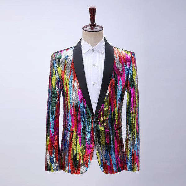 Blusa de Lentejuelas con Patrón Vertical Multicolor para Hombre