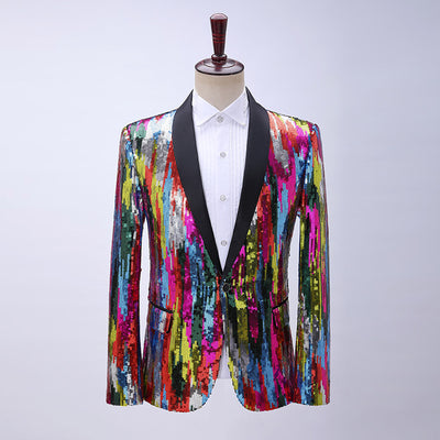 Blusa de Lentejuelas con Patrón Vertical Multicolor para Hombre