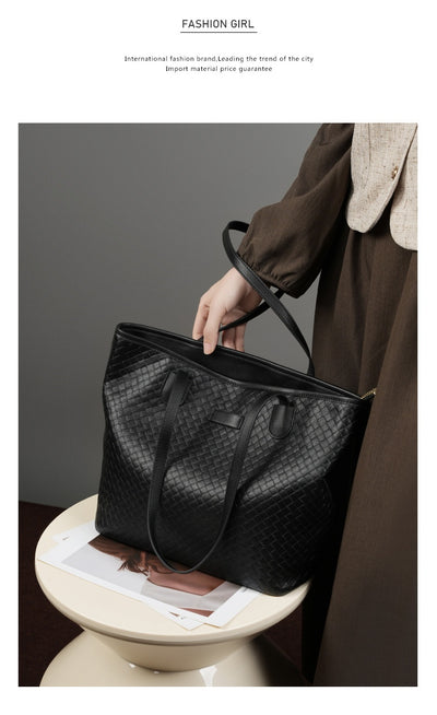 Bolsa de Cuero Genuino con Tejido - Diseño Versátil de Un Hombro para Mujer - Image 11