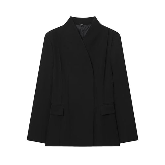 Chaqueta Blazer Mujer Negra Ajustada Manga Larga
