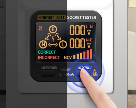 Probador de Polaridad Eléctrica con Pantalla Digital y Detector de Fase