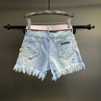 Shorts de Mezclilla Rectos con Bordados y Perlas para Mujer - Image 16