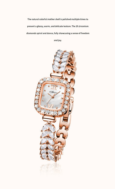 Reloj de Cuarzo Dorado con Cristales y Esfera Cuadrada Pequeña - Image 20