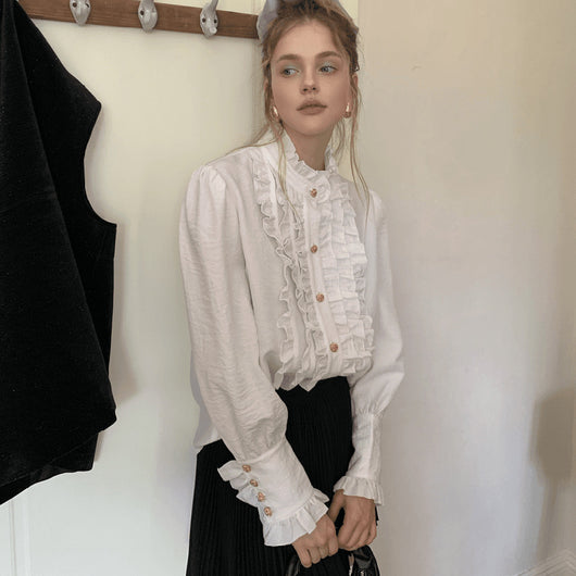 Blusa Blanca Moonlight Elegancia Francesa para Mujer - Image 9
